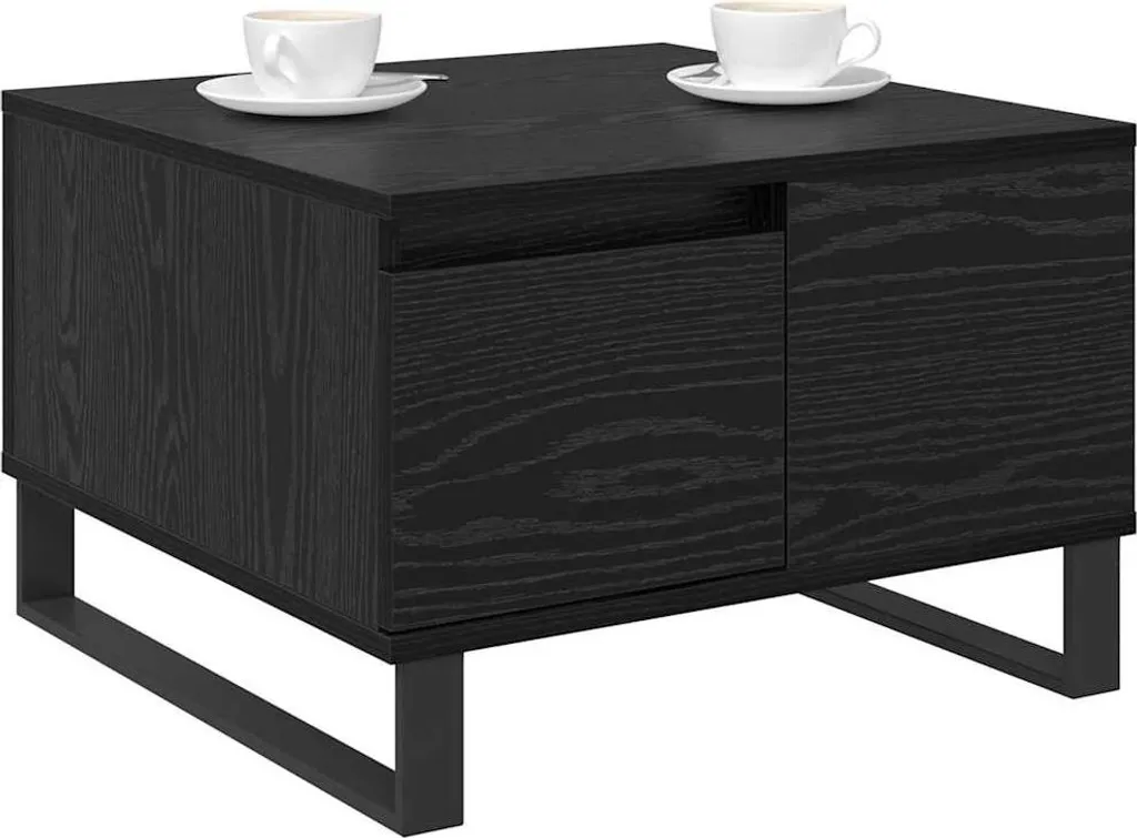 SYFAX™ Tavolino Quadrato con Cassetto Rovere Nero - Salvaspazio Moderno