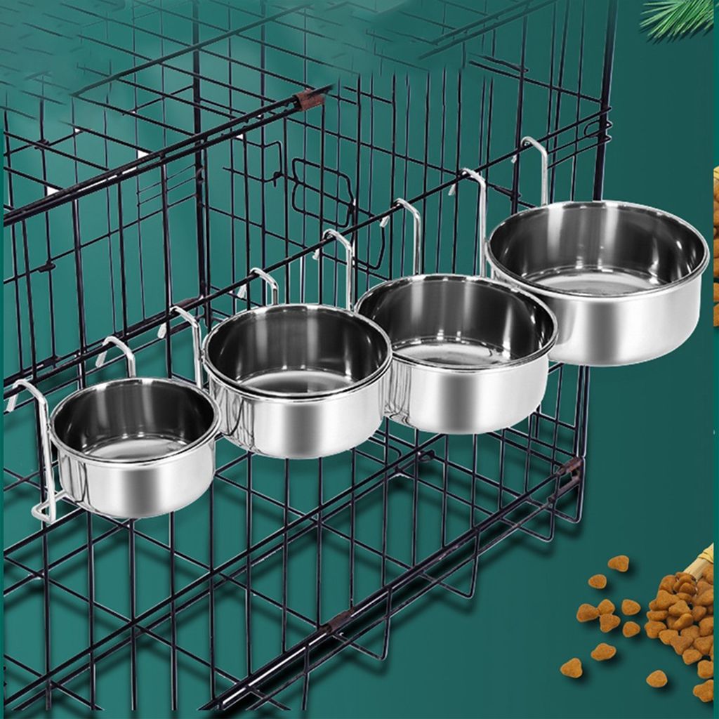 Kathson 3er Set Hängenäpfe Für Käfig – Abnehmbare Edelstahlschalen Für Hunde, Katzen & Kleintiere