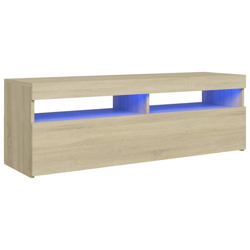"WINTER SALE"TV-Schrank, Fernsehtisch - CLORIS - mit LED-Leuchten Sonoma-Eiche 120x35x40cm - TV-Schränke NeuMöbel542834