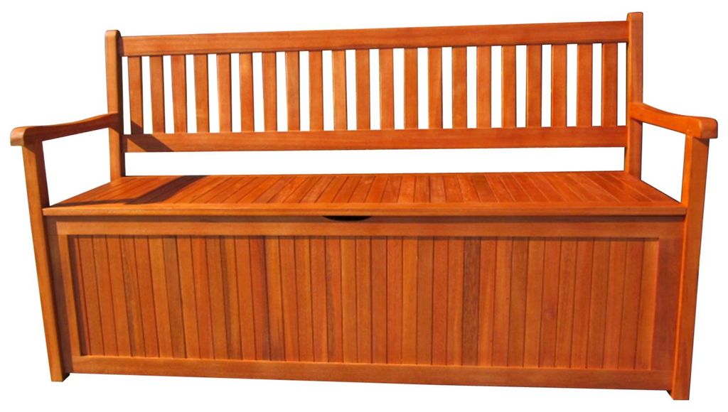 Truhenbank Holzbank Gartenbank 3 Sitzer geölt Produktbild 