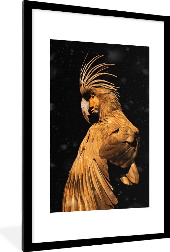 MuchoWow MuchoWow Gerahmtes Poster Kakadu - Vögel - Gold 60x90 cm - Poster mit zchwarzem Bilderrahmen - Dekoration - Wandposter Wohnzimmer - H...