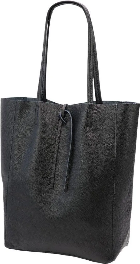 Sac fourre-tout cuir noir 37cm avec poche de rangement interne pratique