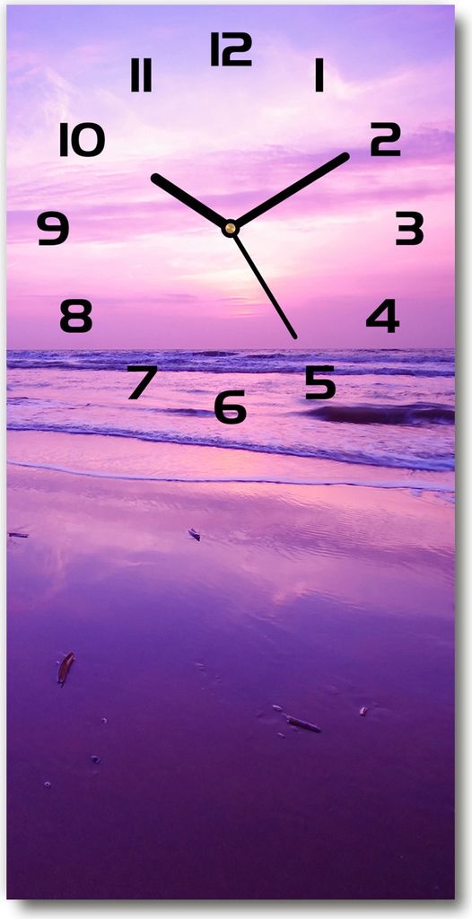 Wanduhr aus Glas – 30x60 cm - Glasbild - Glasuhr - Gehärtetes Glas -Sonnenuntergang Meer