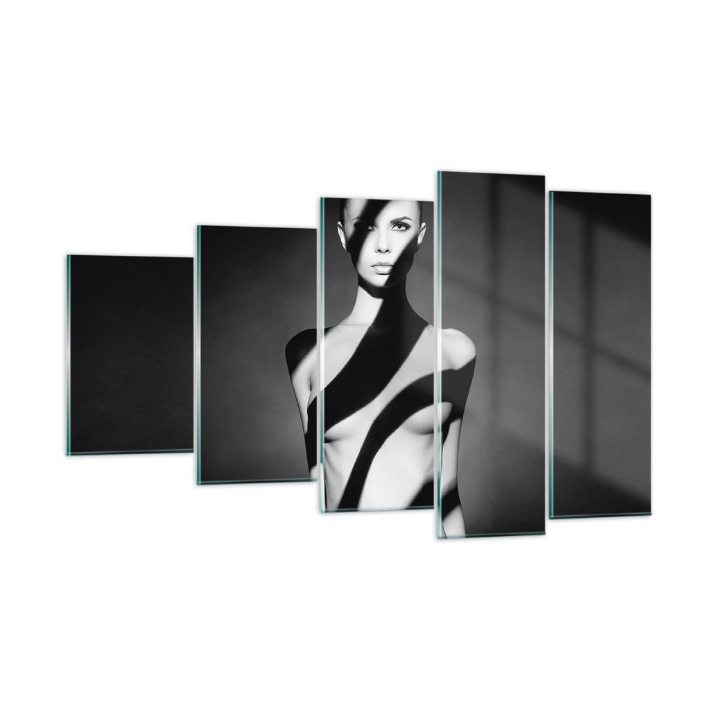 Bilder auf glas - 5 Teile - Nackt Frau Fotografie - 100x60cm - Glasbilder - Wandbilder - Bilder - zum Aufhängen bereit - Wanddekoration aus Glas -...