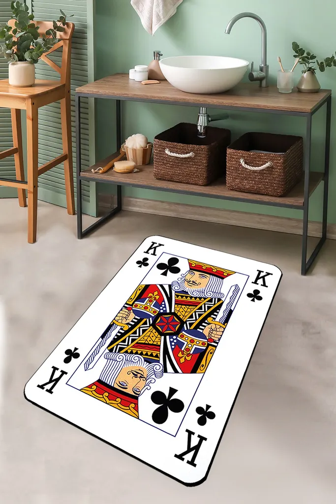 Tapis de Bain Karo Playing Card 70x120 cm Idéal pour Sortie de Douche
