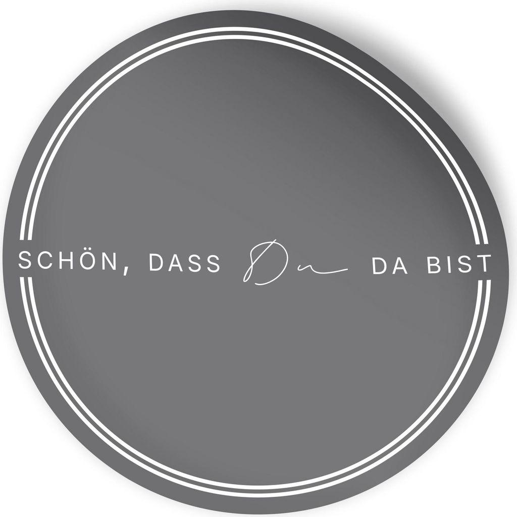ITENGA 24x Aufkleber Sticker 4cm rund Schön dass du da bist V3 grau