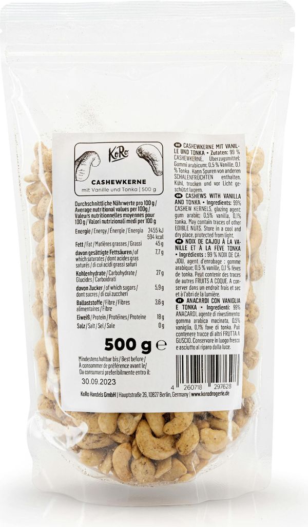 KoRo I Cashewkerne mit Vanille und Tonka 500 g Produktbild 