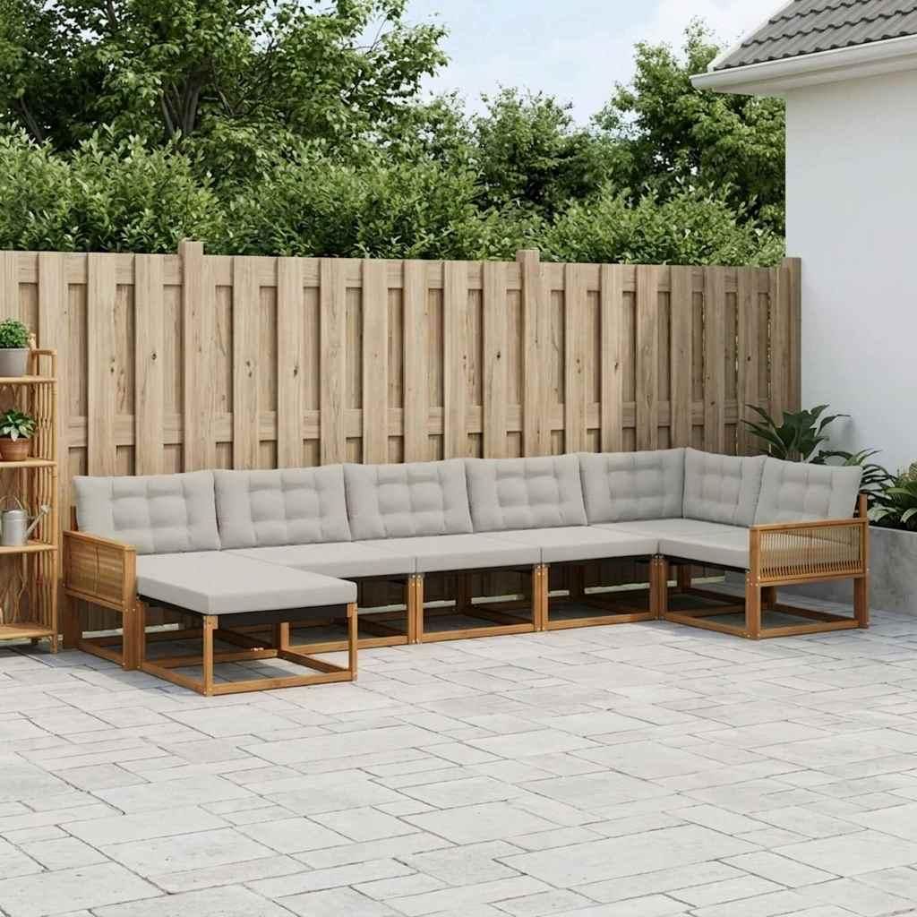 Möbel Outdoor-Sofagarnitur mit Kissen 7 pcs Natürlich und HellgrauGartensofas - Gartensofas c392