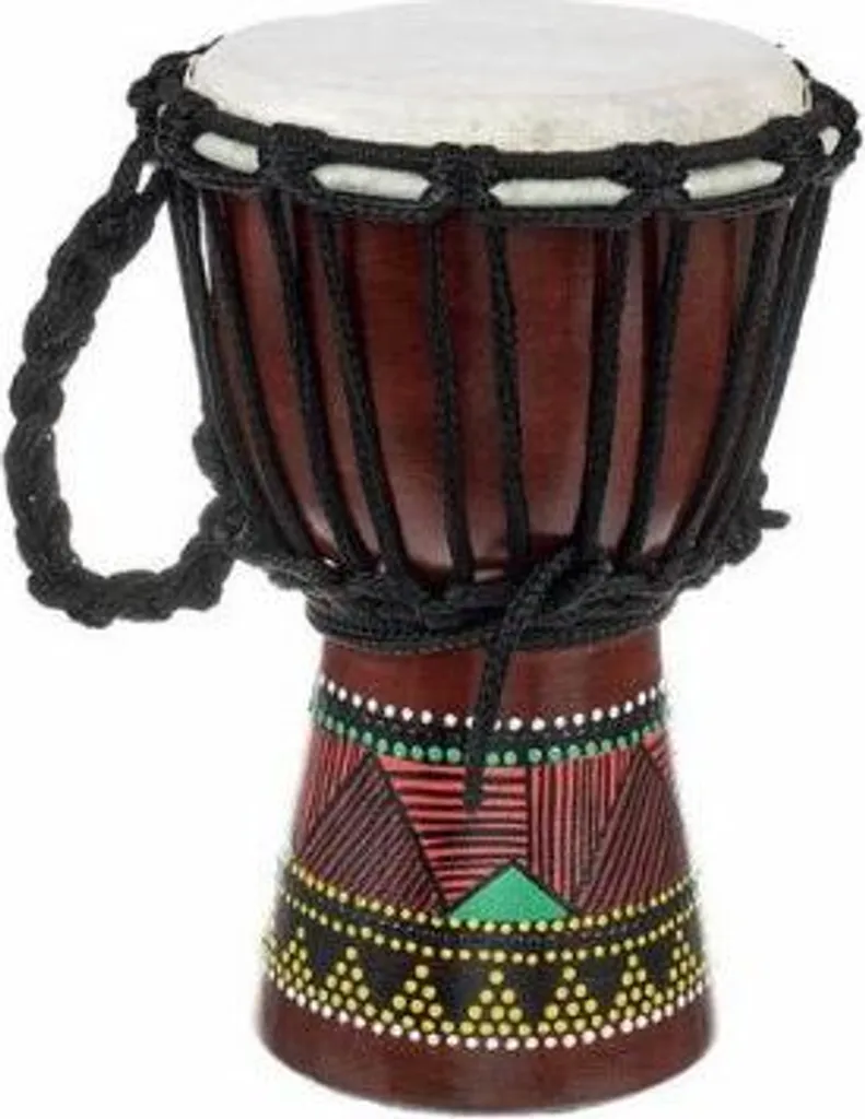 Djembé peint Ethno Bali 25 cm - Instrument de percussion en bois d'acajou