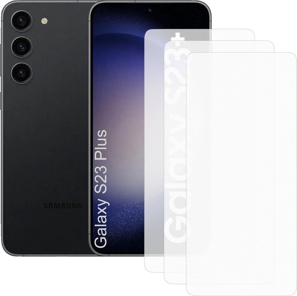 Drei Stück (3x) Display-Schutzfolie Displayschutz-Glas 9H Glas für Samsung Galaxy S23 Plus