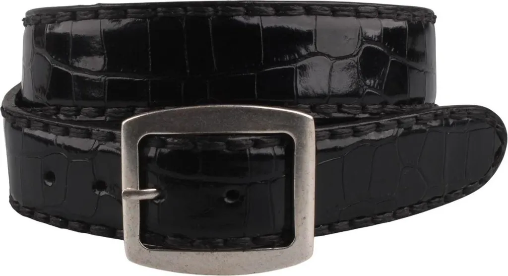 Ceinture cuir noir Sendra 879 style crocodile pour sublimer vos jeans et boots