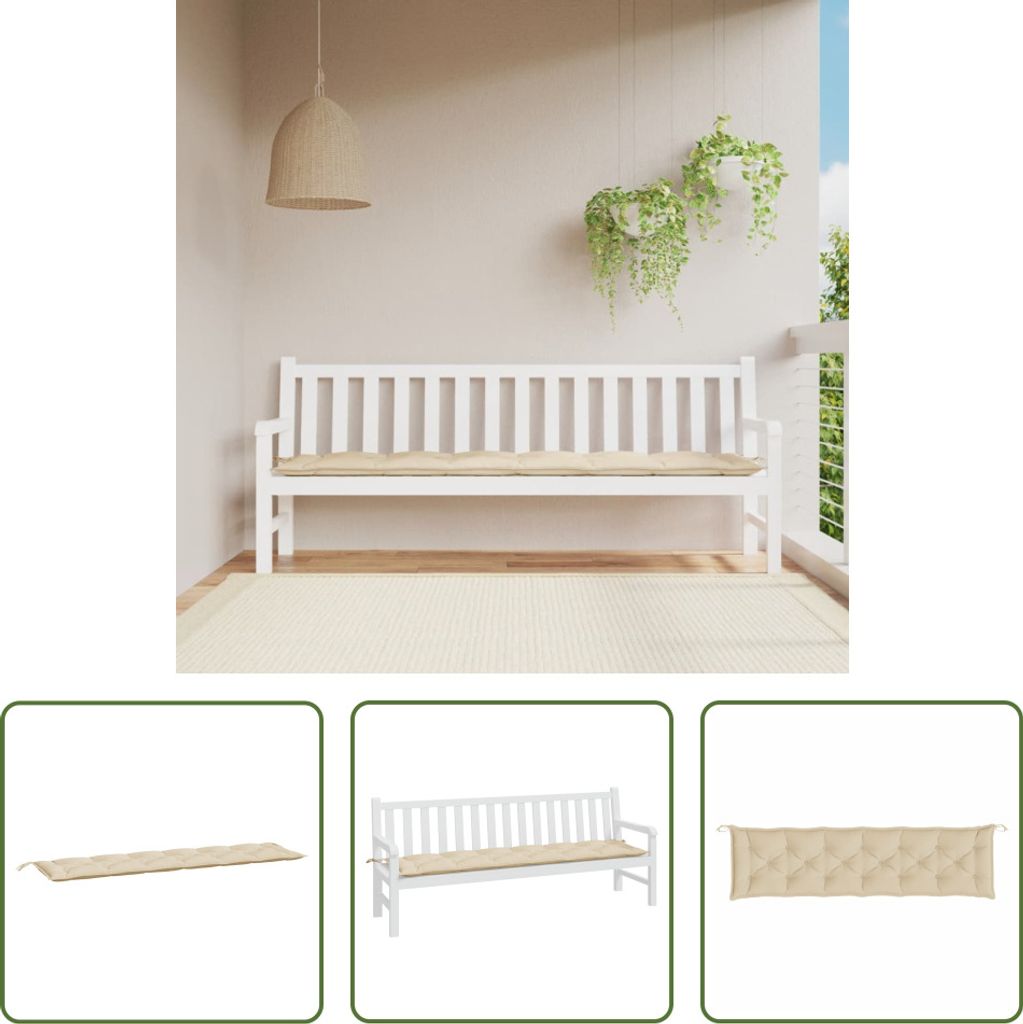 The Living Store Gartenbank-Auflage Beige 200x50x7 cm Oxford-Gewebe