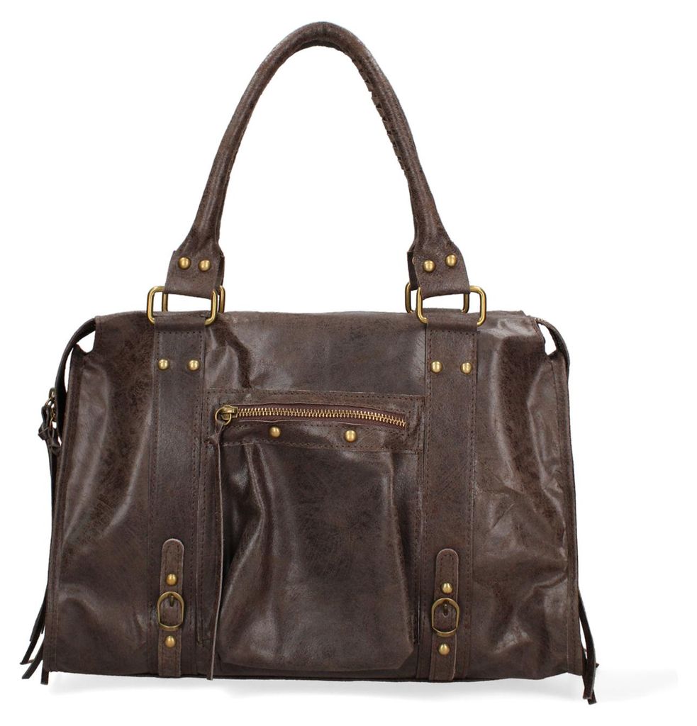 Damen Schultertasche aus bedrucktem Wildleder mit Produktbild 