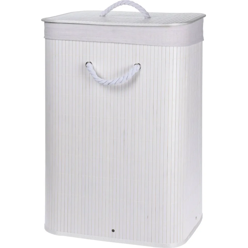 Panier à linge pliable blanc idéal pour buanderie et petits espaces
