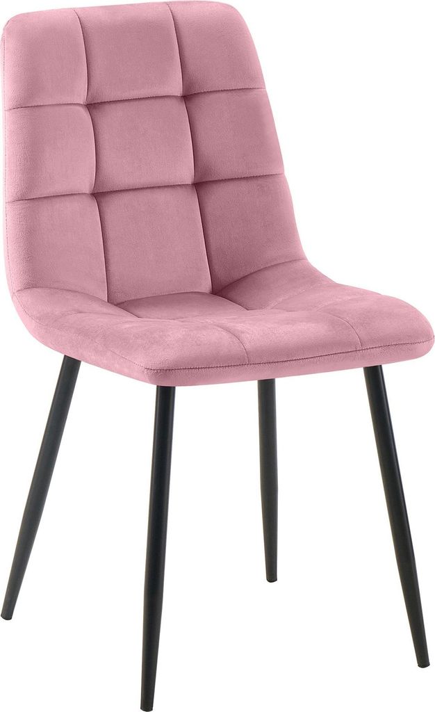 Esszimmerstuhl FANOR - Samt Rosa 45x55x84 cm | Essstühle Esszimmerstühle Küchenstühle Wohnzimmerstühle