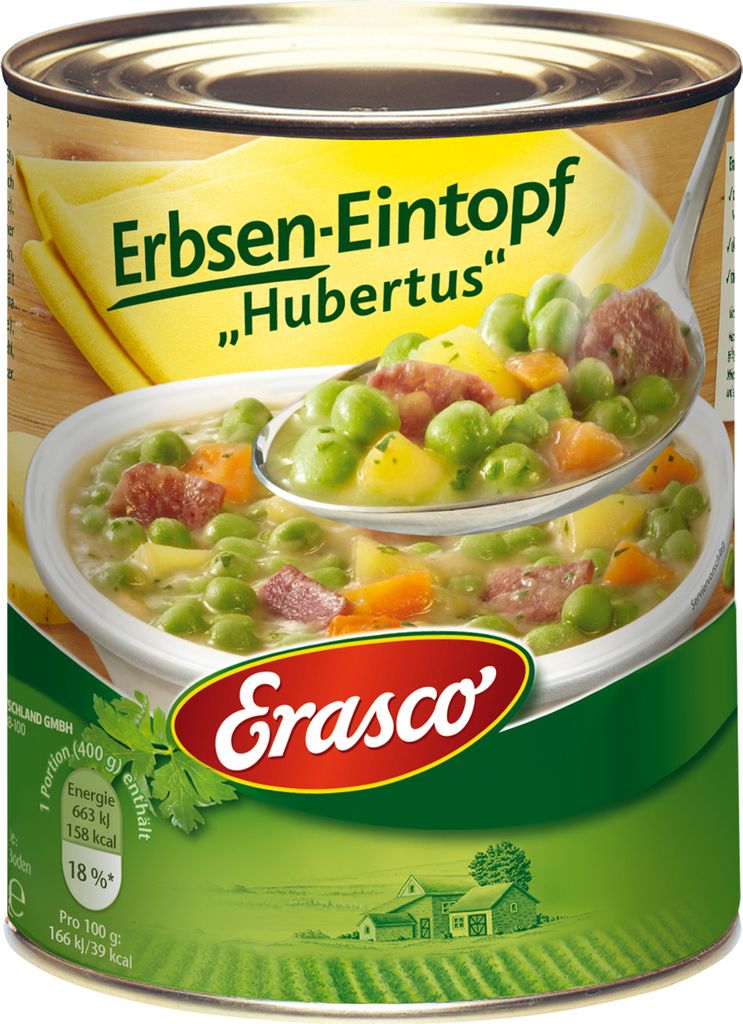 Erasco Erbsen Eintopf Hubertus mit Möhren und Rauchspeck Produktbild 