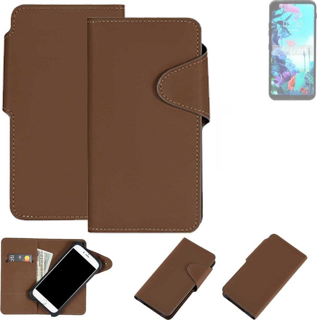 K-S-Trade Schutzhülle Klapphülle Kunstleder für LG Electronics Q70 braun Handy Hülle Wallet Case