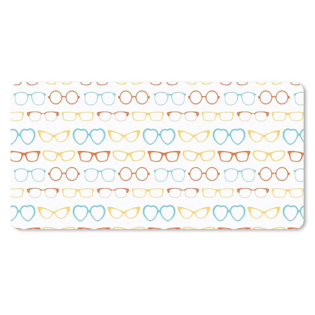 MuchoWow Schreibtischunterlage Brillen - Farben - Muster 80x40 cm - XXL Mauspad - Gaming Mauspad