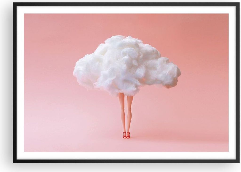 Gerahmtes Poster - Schwarzer Rahmen - Wolke Beine Surrealismus - 100x70 cm - Wand Bild - Wanddeko - Wandbilder - Kunstposter - Wandposter - Bilderr...