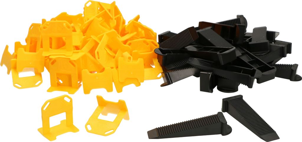 KOTARBAU Nivellierhilfe für Fliesen Zuglaschen 1 mm 50 Ilość Stück + 50 Keile