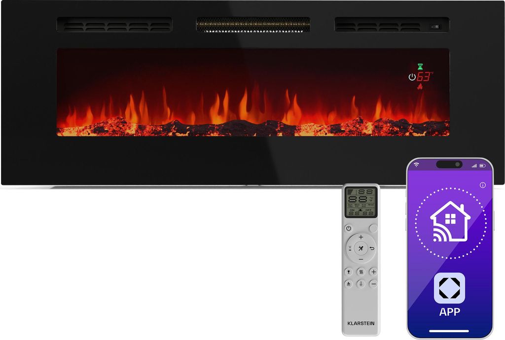 Klarstein Galeras Smart Cheminée électrique Effet de flamme Image du produit 