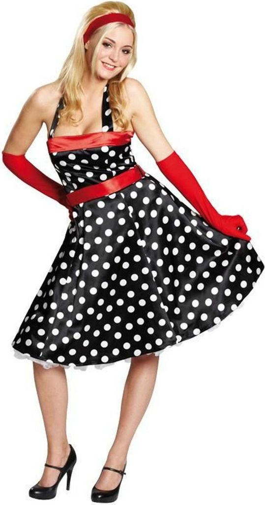 Punktekleid Kleid 50er Jahre Rock'n'Roll schwarz 36