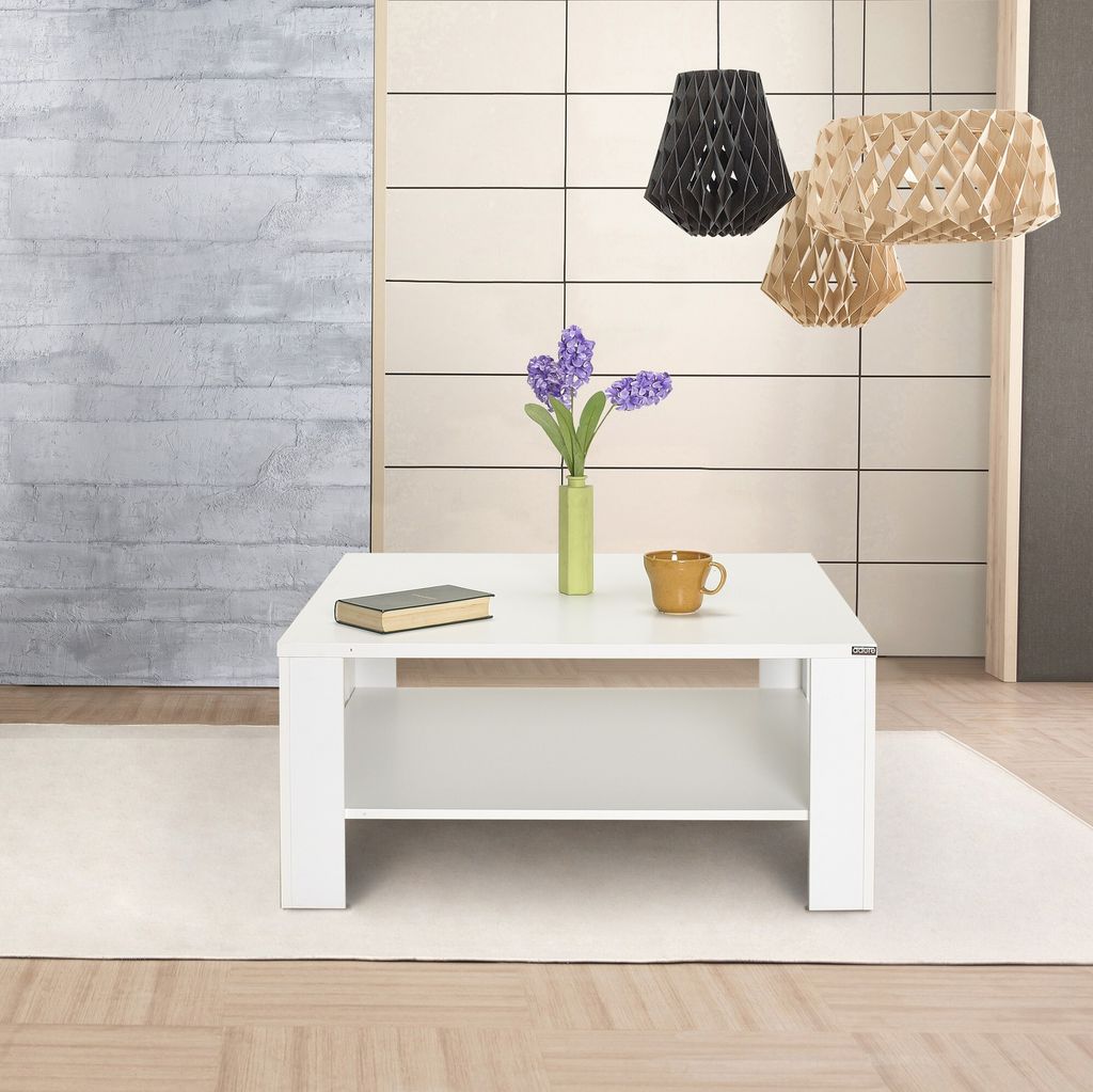 Skye Decor, Shp-690-Dd-1, Couchtisch, 100 % Melaminbeschichtete Spanplatten, Weiß, 90 x 90 x 42 cm