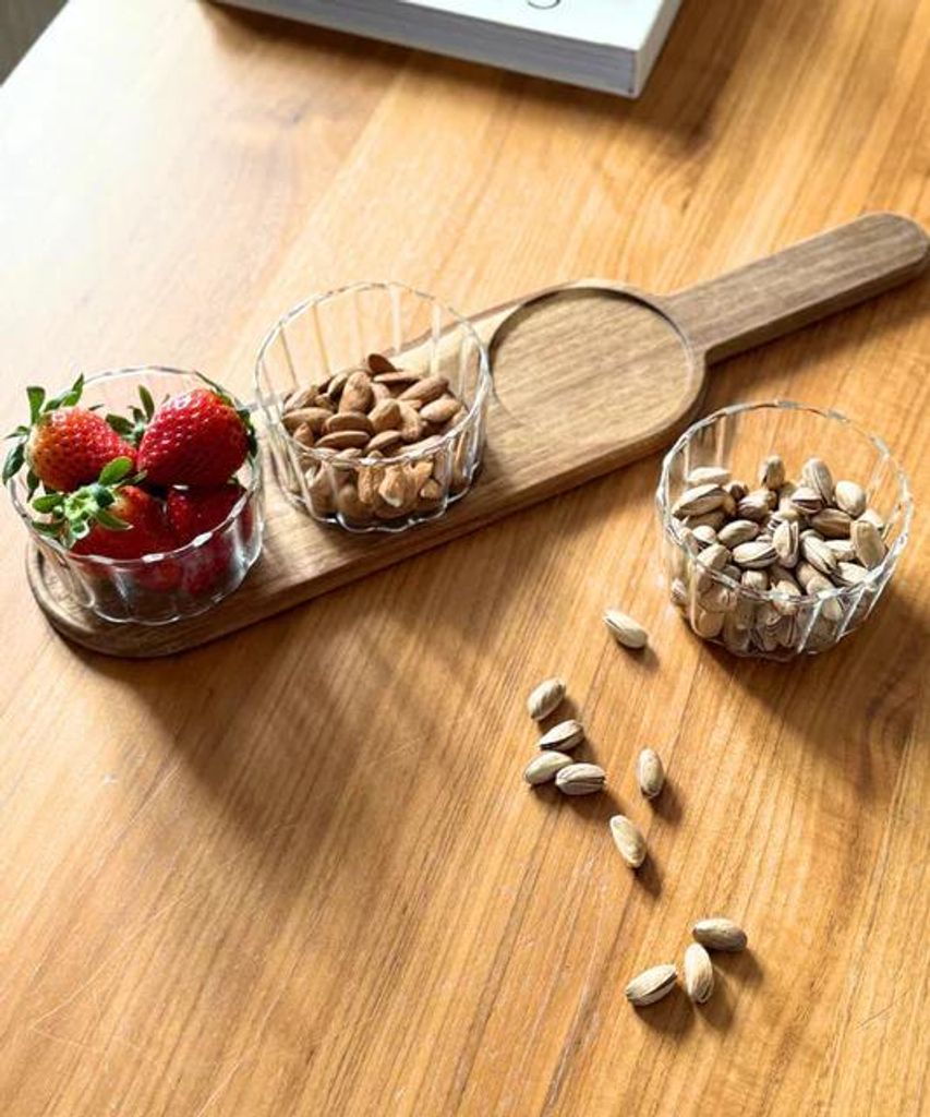 Korrektur:Brettchen-Set - 3-teilig - mit Holzservierplatte - Natur - nachhalti