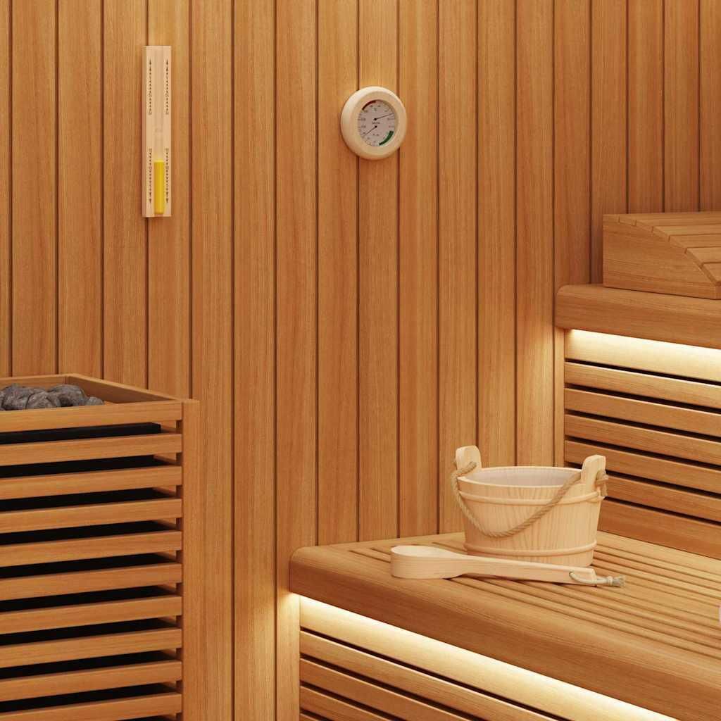 "Schlussverkauf" Sauna Zubehör Set 4 Stück - moderne-desgin - Braun Massives Kiefernholz und Hanf C16116