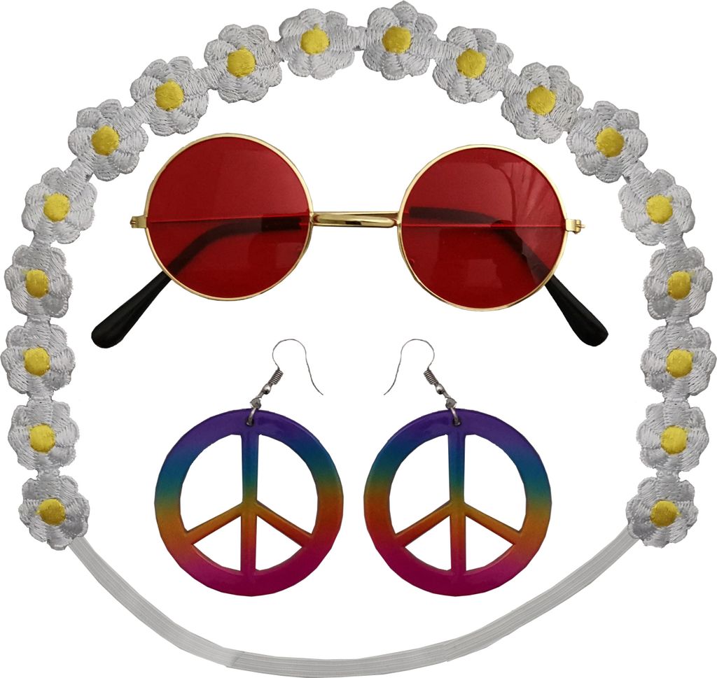 Hippie Set für Damen Karneval Fasching 70er Jahre Party Produktbild 