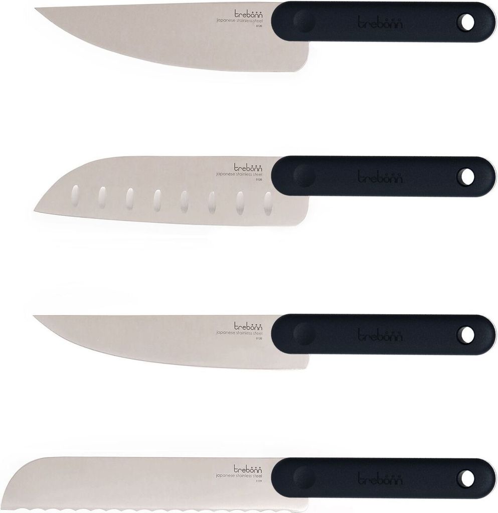 Messerset, 4-teilig, 32 cm, Schwarz - Trebonn | Black Edition