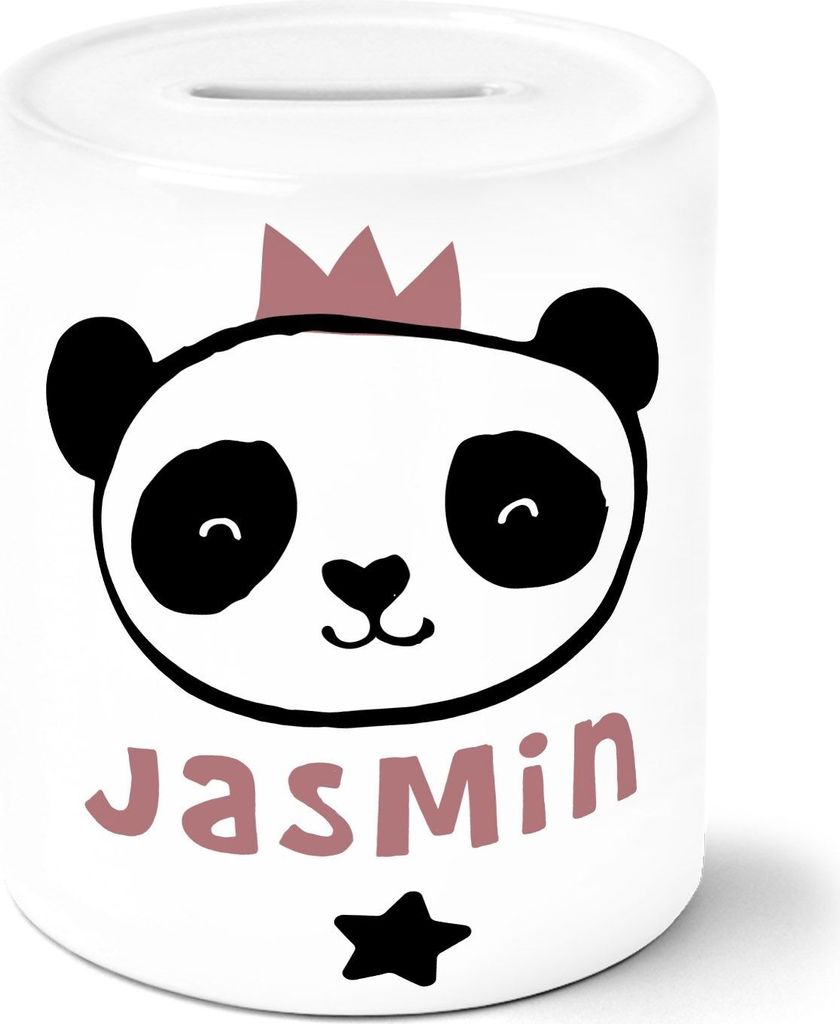 Kinder Spardose mit Namen Tiermotive little Fox Fuchs Pinguin Panda personalisiertes Sparschwein Keramik SpecialMe Panda weiß unisize