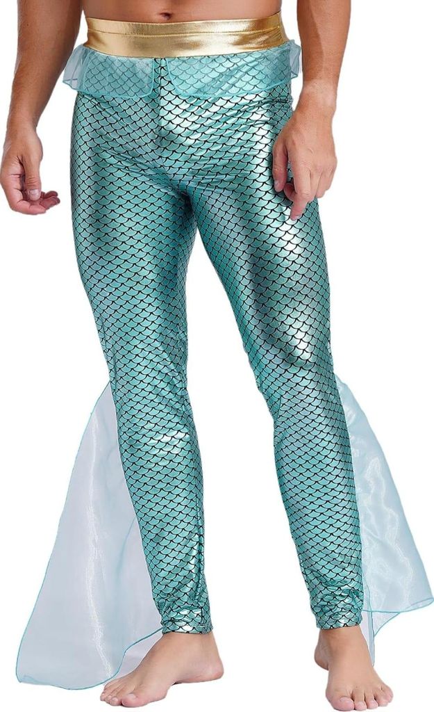 Herren Meerjungfrau Kostüm Hose Dehnbar Gr L Merman Produktbild 