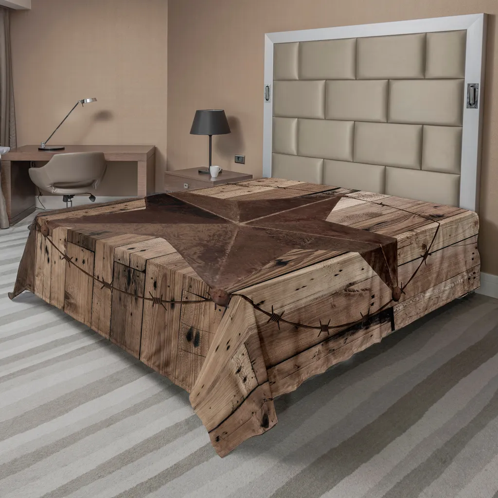 Lenzuolo Decorativo ABAKUHAUS Legno e Stella | 275x260 cm Marrone