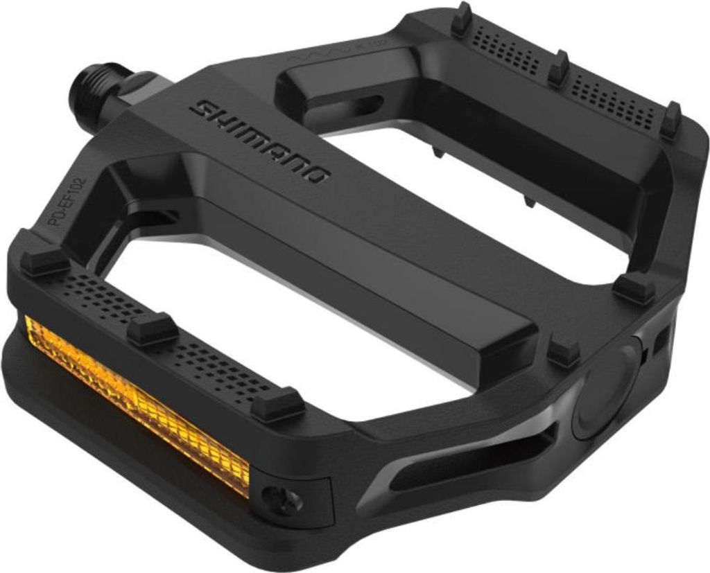 Shimano PD-EF102 – robuste MTB & City Plattformpedale mit Reflektoren, breitem Resin-Körper und langlebiger Cr-Mo Achse