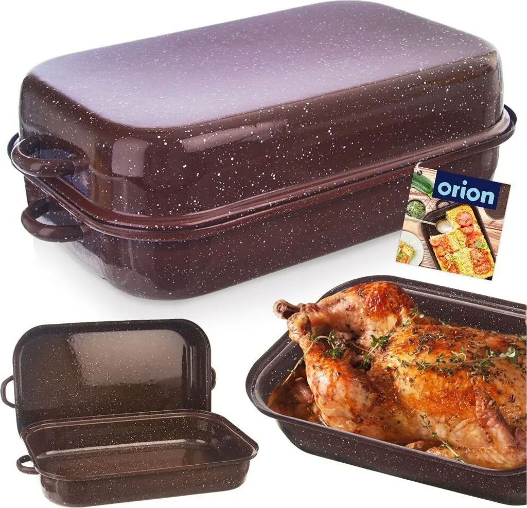Teglia Smaltata Orion con Coperchio 2.9L - Arrostiera Vintage per Forno