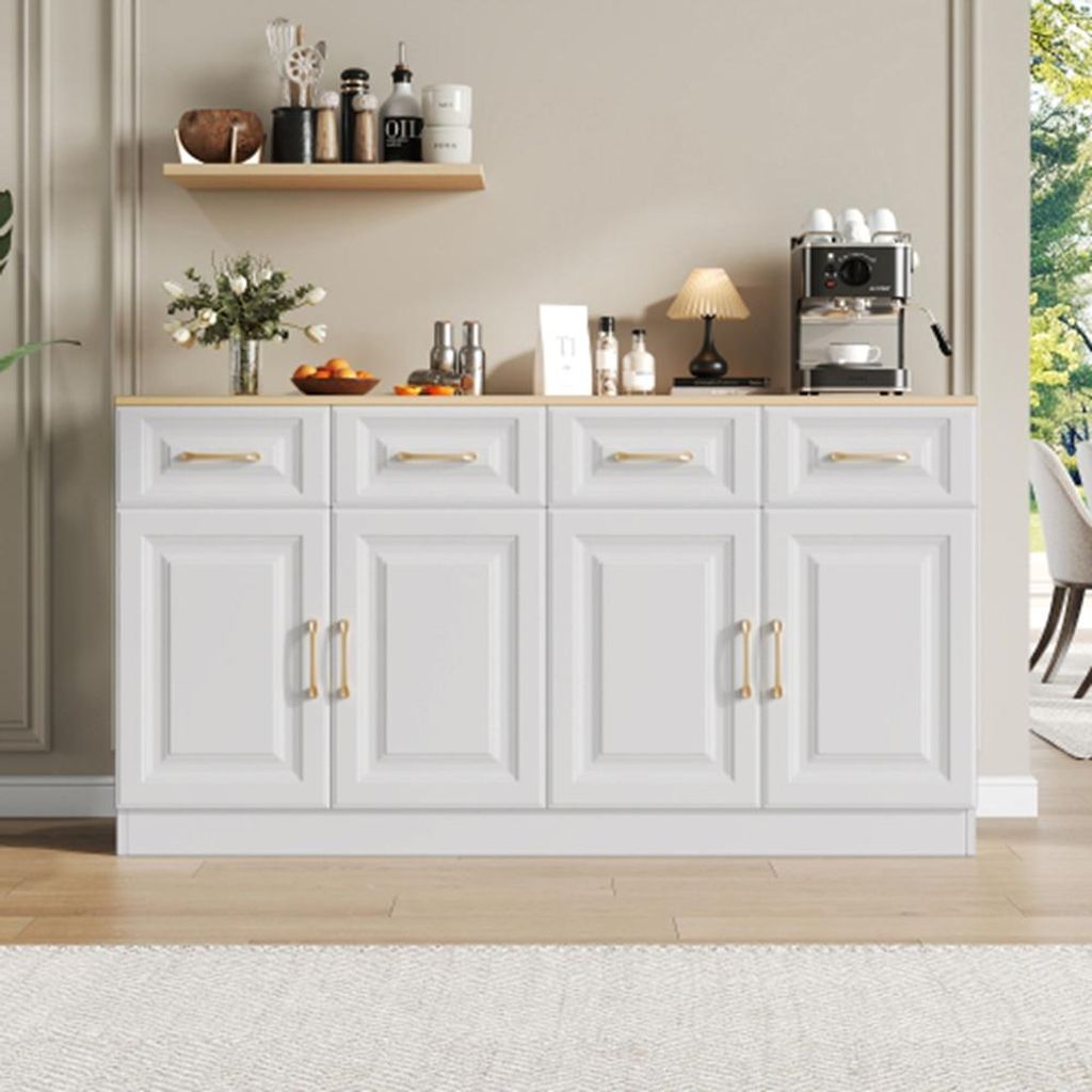 Sideboard-Buffetschrank mit Stauraum, Kaffeebarschrank mit 4 Schubladen langer Lagerschrank,für Küche, Esszimmer, Wohnzimmer