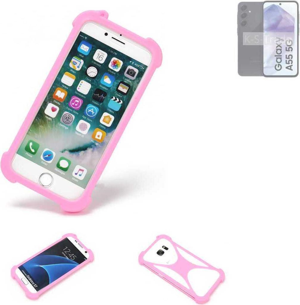 K-S-Trade Handy Hülle kompatibel mit Samsung Galaxy A55 5G Schutz Hülle Bumper Silikon Schutz Hülle Cover Case Silikoncase Silikonbumper TPU