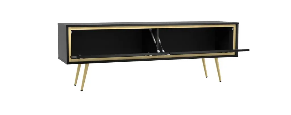 Banc TV Noir Graphite ALDANA - Buffet bas multimédia pour salon chic 160 cm - 4