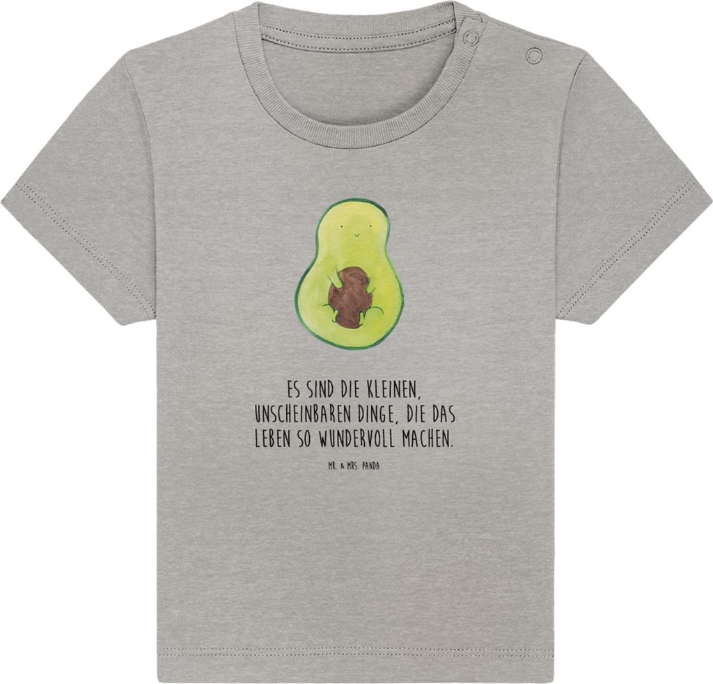 Mr. & Mrs. Panda Babyshirt Avocado Kern 24. - 36. Monat - Heather Grey - Geschenk, Baumwolle Baby Shirt, T-Shirt, Liebe, Wunder, Pflanze