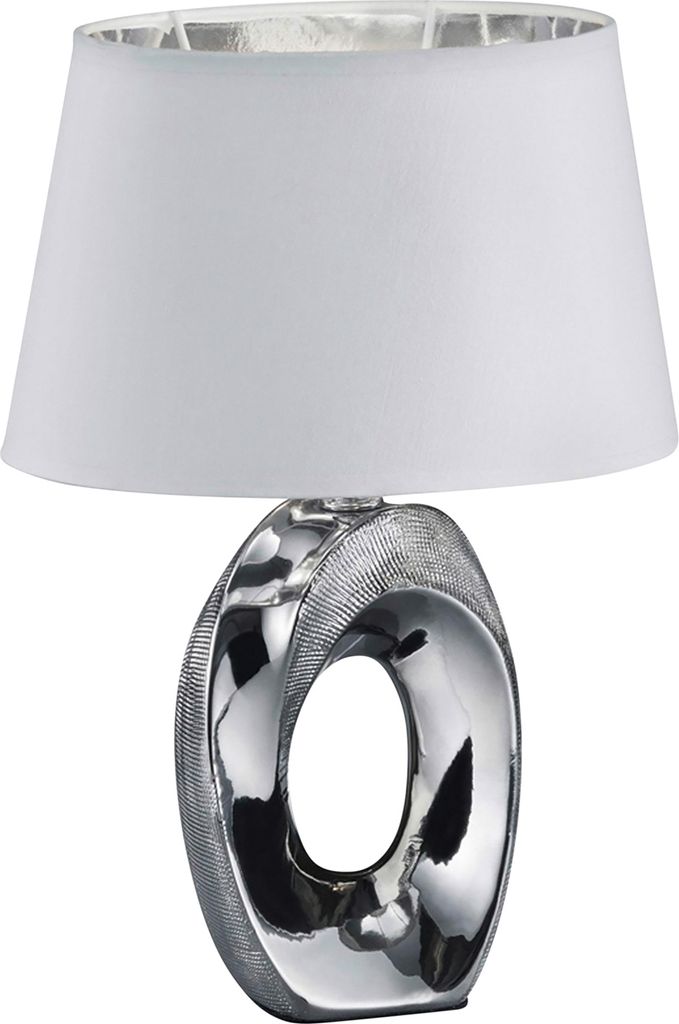 Stolní lampa - Stříbrně šedá - Bílá - Keramika - Látkové Obrázek produktu 