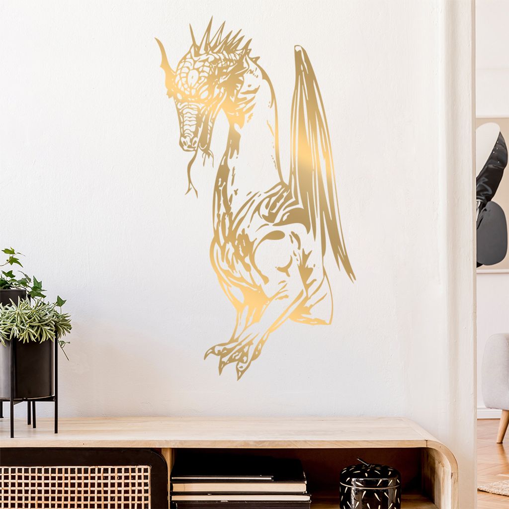 Drachen Wandtattoo in 6 Größen - Wandaufkleber Wall Sticker - Dekoration, Küche, Wohnzimmer, Schlafzimmer, Badezimmer