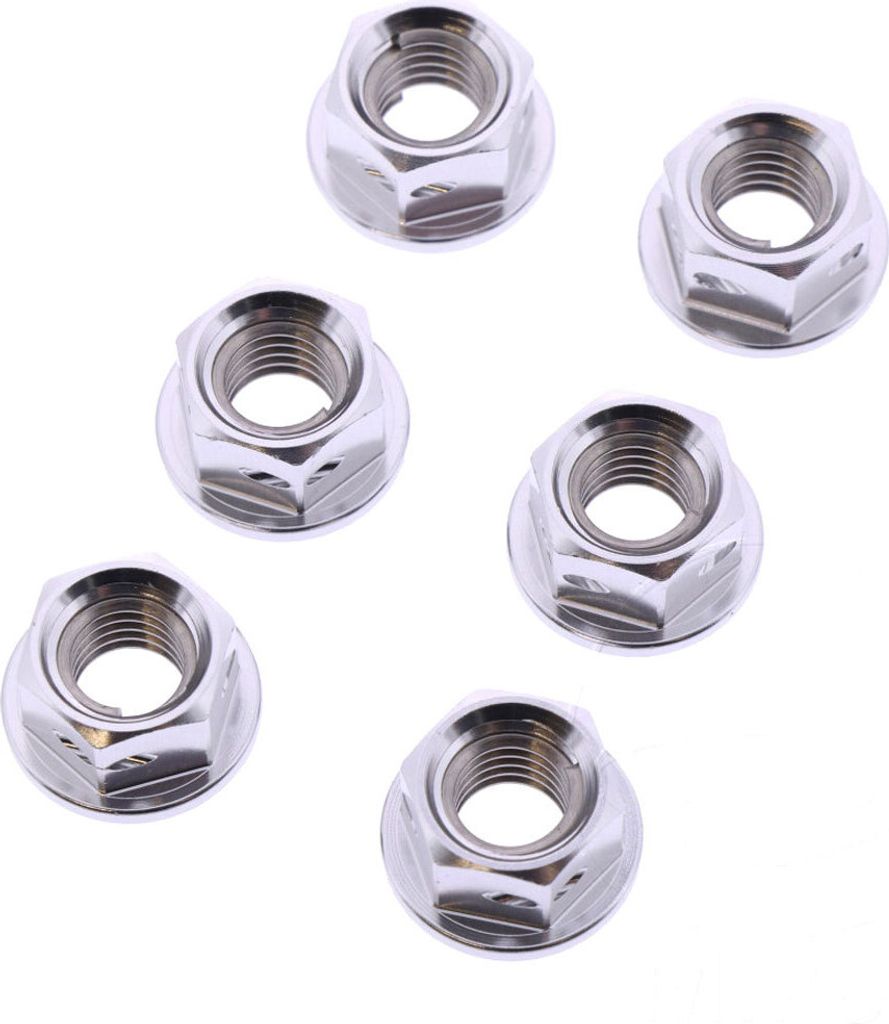 Set di 6 dadi a corona JMP M8x1.25 mm in alluminio colore argento per corse