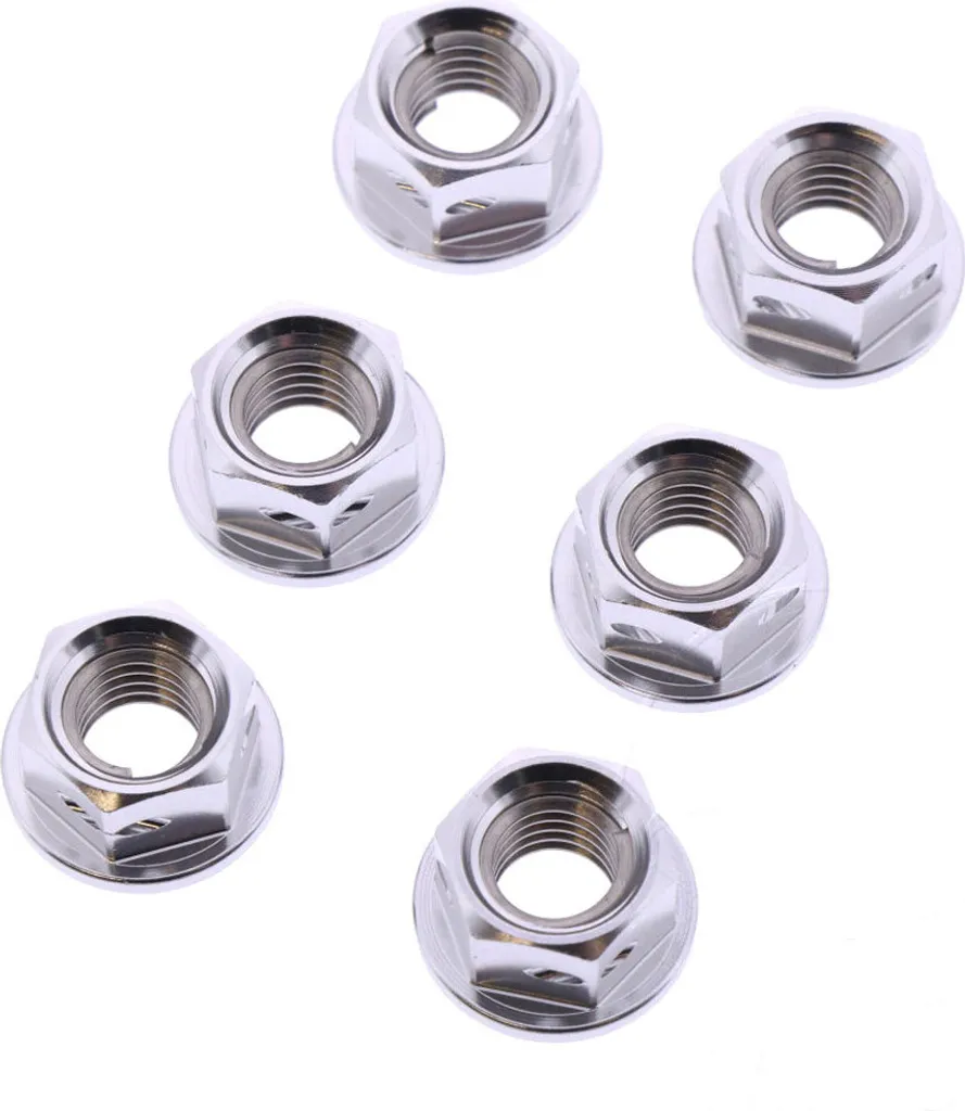 Écrous couronnes M8x1,25 mm en alu argenté JMP pour moto de sport - 6 pcs