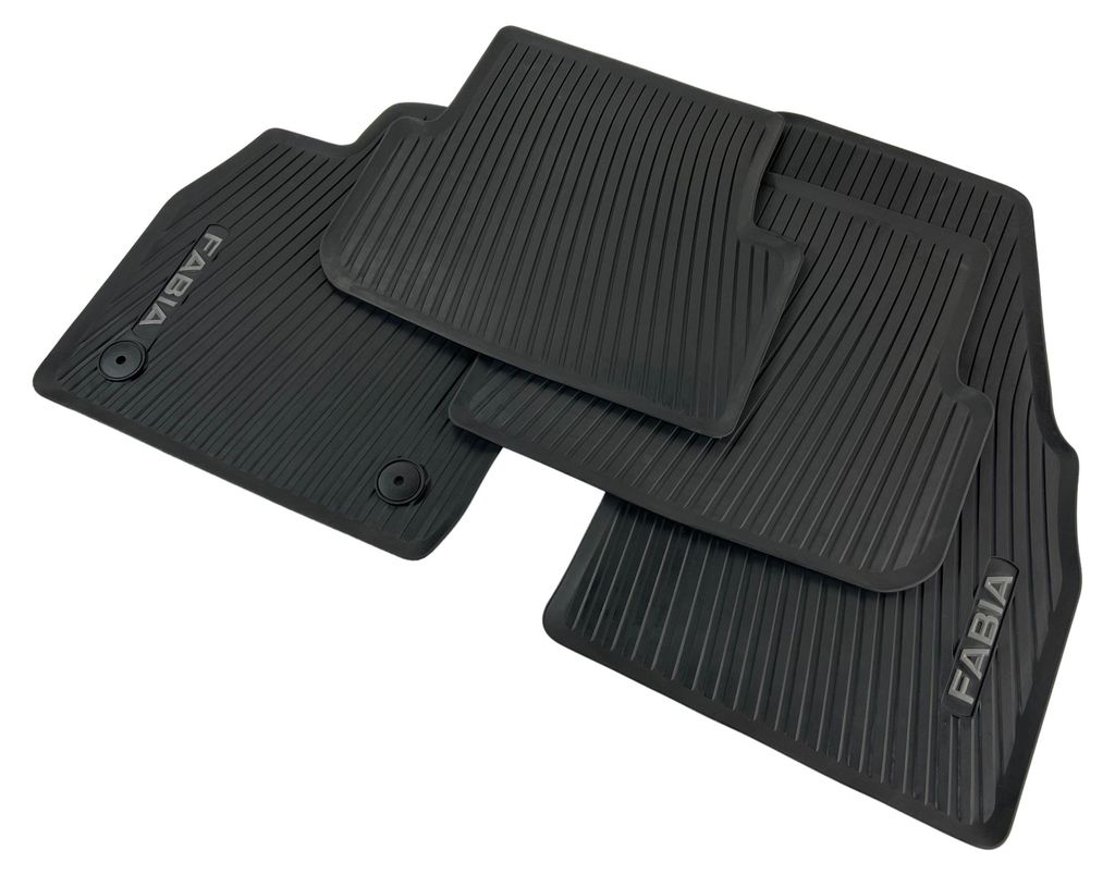 Skoda Fabia 4 Gummimatten Fußmatten 4 Gummi schwarz Logo Produktbild 
