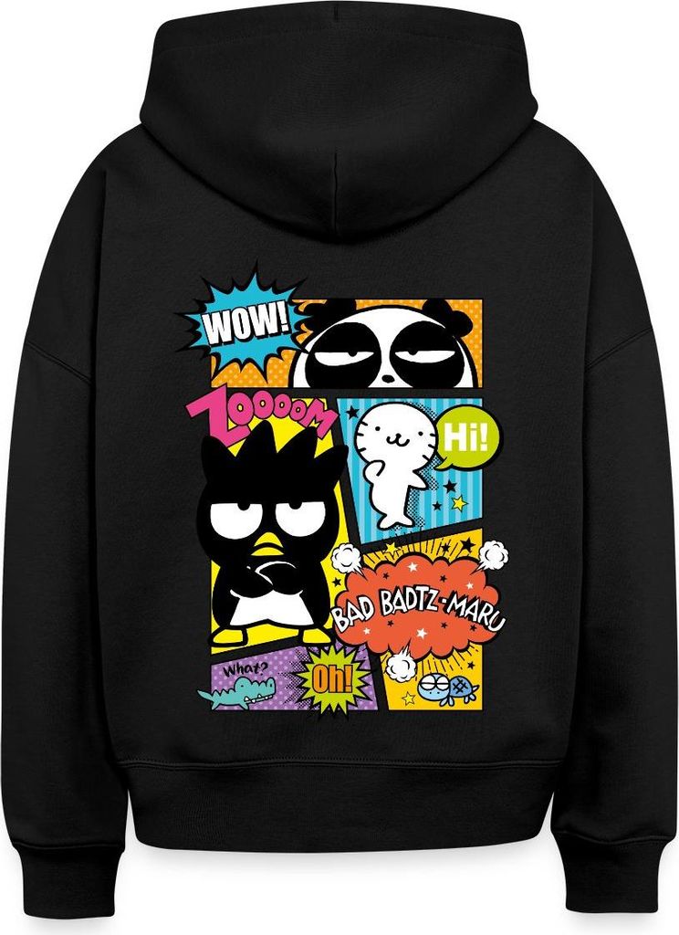 Spreadshirt Bad Badtz-Maru Mit Freunden Im Comic Stil Frauen Boxy Organic Hoodie, XL, Schwarz