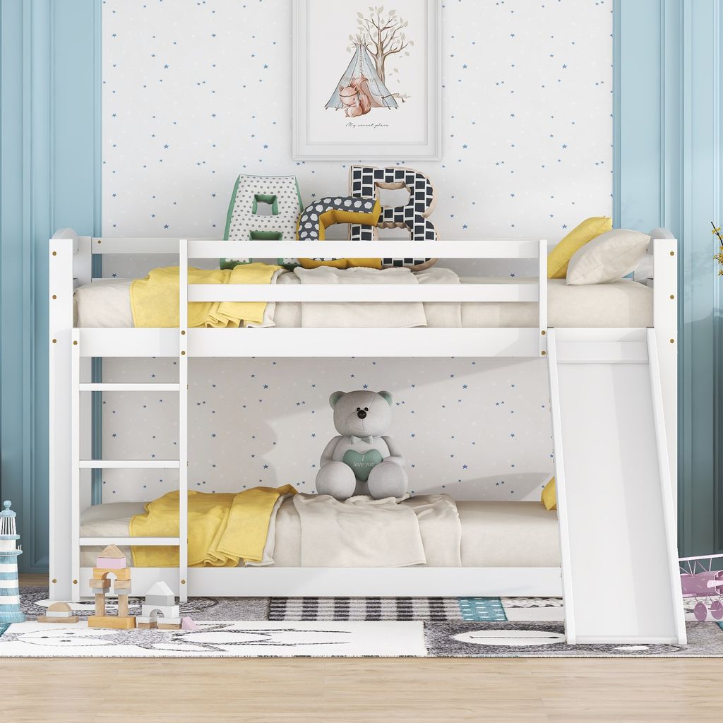 Ulife Etagenbett, Kinderbett mit Rutsche, Massivholzrahmen, Produktbild 