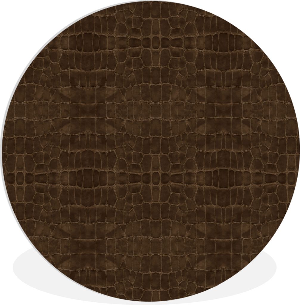 MuchoWow Rundes Wandbild - Runde Bilder Leder - Textur - Tierhaut Ø 30 cm Kreis Wanddekoration Kunststoff - Wandkreis - Wandschmuck - Schlafzimm...