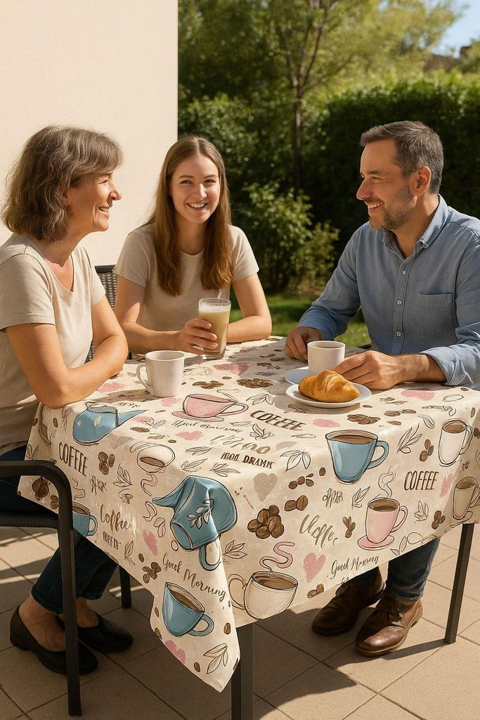 PCV Wachstuch Kaffee Tischdecke abwischbar Wachstuchtischdecke 140 x 400 - 34688-Coffee