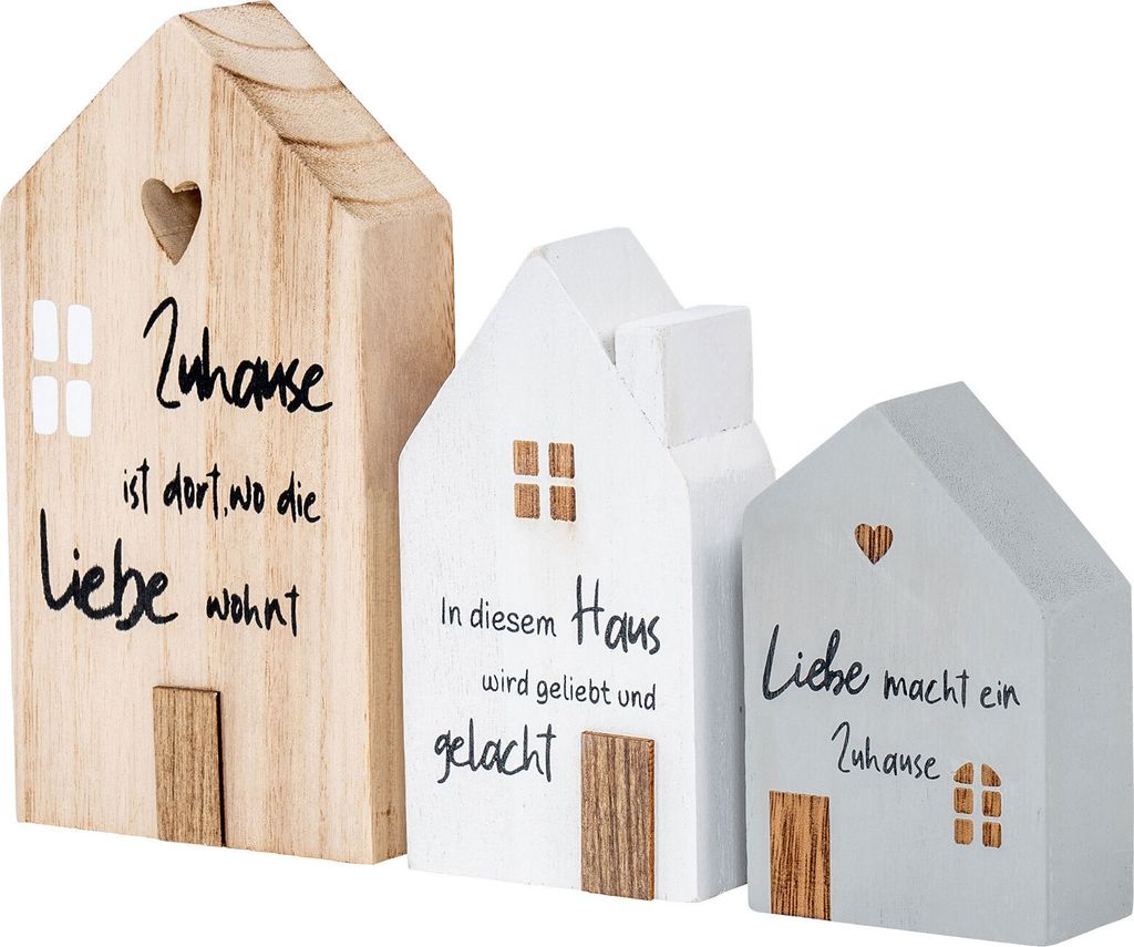 3er Set Deko Aufsteller Haus Zuhause Deko-Tafel Willkommen Spruchtafel Tischdeko